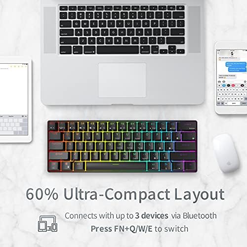 RK ROYAL KLUDGE RK61 Wireless Mechanical Keyboard, 60% Percent RGB, Black