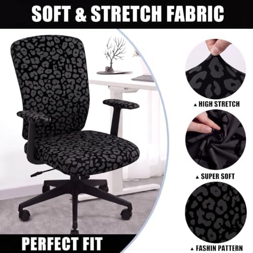 Suncalla 4 Pcs Cheetah Printed Office Chair Covers Leopard Desk Chair Cover