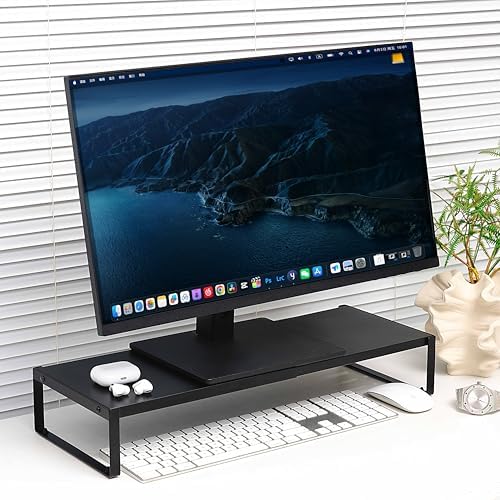 Adjustable Computer Monitor Stand, Metal Laptop Riser for Desk, Desk Shelf
