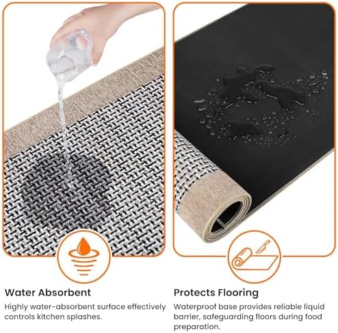 StepRite Kitchen Rugs, Kitchen Mats for Floor, 32"x20" Non-Slip Machine-Washable Kitchen Throw Rug, Absorbent Kitchen Runner Rugs Office, Sink Standing Desk Mat, Decor Carpet, Khaki