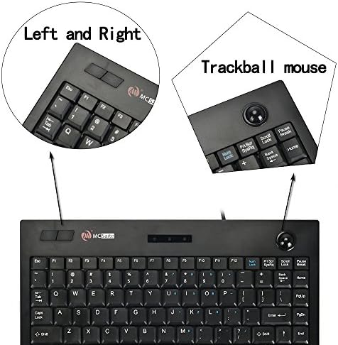 MCSaite MC-9712 Wired Trackball Keypad - Keyboard and Roll Mouse Combo - 11.8x7.5x1.4 Inches - for PC Laptop Notebook Desktop - US English Layout - Black