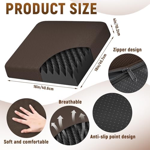 Geiserailie Breathable Mesh Cover Egg Chair Cushion with Non-Slip Cover Egg Foam Pad Set for Chairs Relieve Back Foam Seat Recliner Cushions 4" Thick Office Chair Accessories Pad (1 Set,Gray Black)