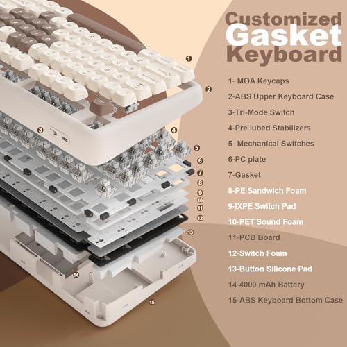 YUNZII B87 TKL Wireless Mechanical Keyboard (Brown Heart, MilkV2)