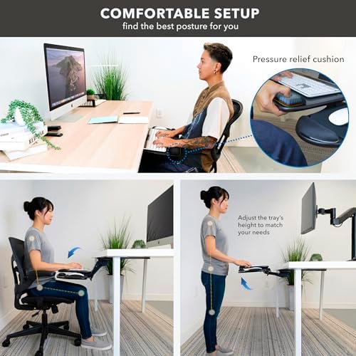 Mount-It! Under Desk Keyboard Tray, Adjustable Slide-Out Keyboard, Black