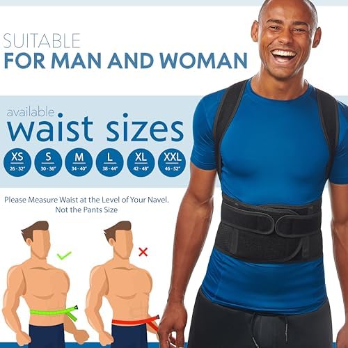 Selbite Posture Corrector for Men and Women - Back Brace for Upper and Lower Body Support - Adjustable Straightener with Pain Relief and Muscle Memory (Large)