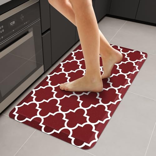 WISELIFE Anti Fatigue Mats for Kitchen Floor, 20" x 39", 4/5 Inch, Red