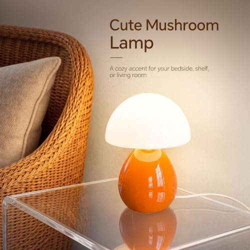 Dawnwake Mushroom Lamp Table Lamp for Bedroom-Small Desk Table Lamps,Orange