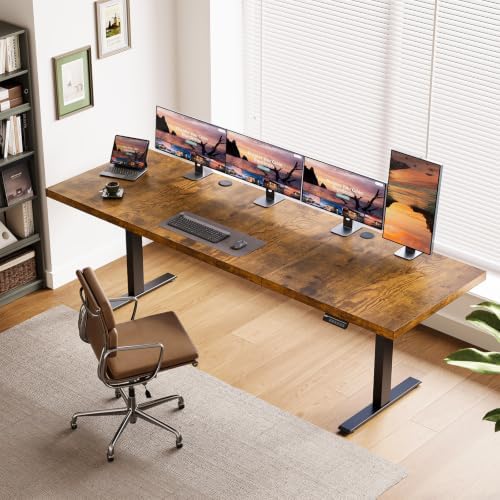 OffiGo 79" Executive Electric Standing Desk Height Adjustable, Rustic Brown