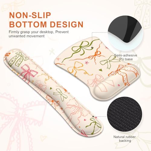iCasso Ergonomic Mouse Pad, Keyboard Wrist Rest, Memory Foam Mousepad with Wrist Support, Easy Typing and Relieve Wrist Pain Keyboard Pad for Computer(Colorful Ribbon)