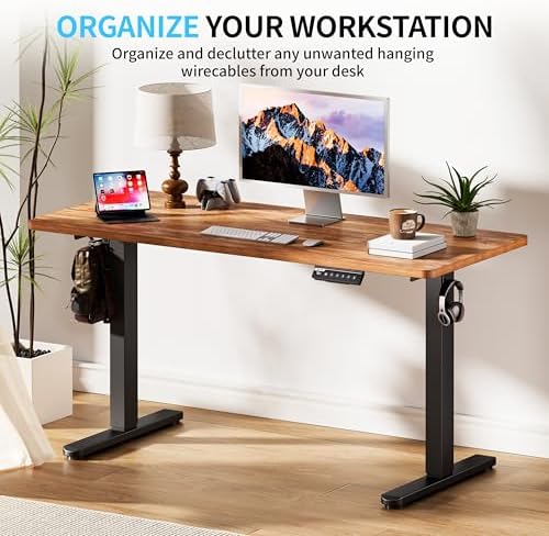 BIZUM Electric Standing Desk, 55x24 inches Height Adjustable Desk, Sit to Stand Desks Memory Gaming Computer Workstation for Home Office, Light Rustic Brown
