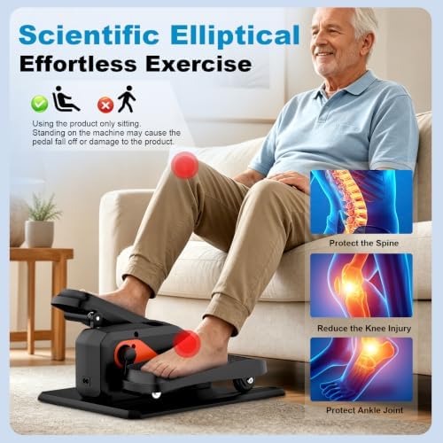 Under Desk Elliptical Machine, Electric Elliptical as Seen on TV for Seniors Adults with 15 Adjustable Speed, Quiet & Portable Electric Seated Pedal Exerciser for Home Office
