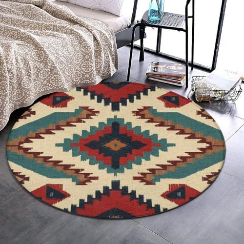 Circular Rugs Large Modern Round Area Rug Fashion Decor Mat for Home Office Native American Western Aztec