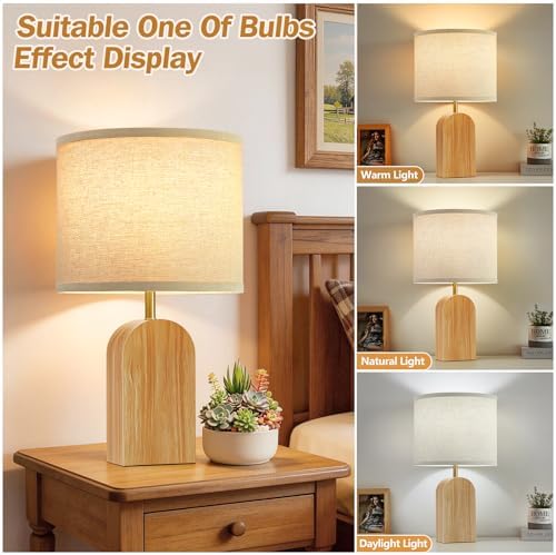 Table lamps for Bedroom Living Room,19" Bedside Lamps Set of 2,Burlywood