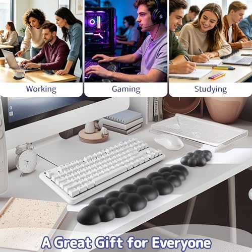 Sushret Cloud Wrist Rest Keyboard, Cloud Keyboard Wrist Pad Set with PU Leather Memory Foam, Cute Arm Rest for Palm Support, PC/Gaming Desk Accessories/Office Setup/Computer Hand Cushion - Black