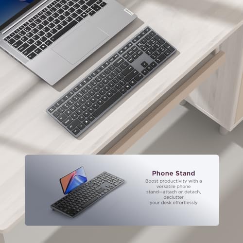 Lenovo 700 Modern Wireless Keyboard, 2.4 GHz Dongle & Dual Bluetooth Connection, AES-128 Encryption, 36 Month Battery Life, Luna Grey