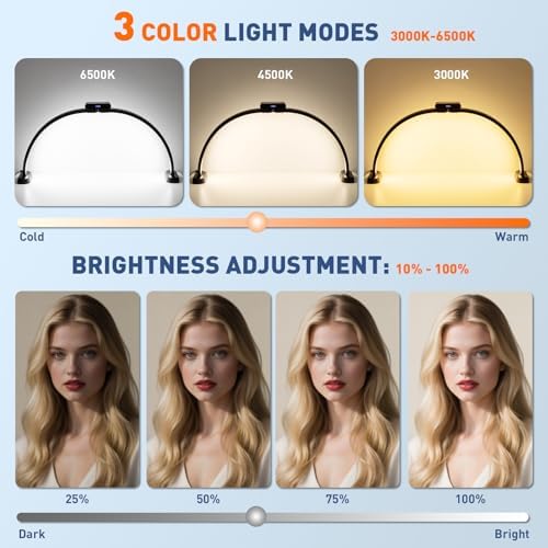 KIRKAS Half Moon Light for Nail Desk, 29in Foldable Nail Lamp for Desk