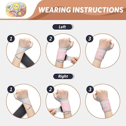 INDEEMAX Copper Carpal Tunnel Wrist Brace 2 Pack, Support for Pain Relief