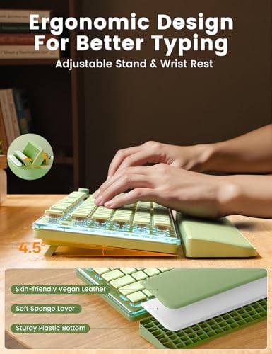 Wireless Keyboard and Mouse Combo - 9 Backlit Effects, Wrist Rest, Double-Shot Keycaps, Metal Panel, Long-Lasting Rechargeable, 2.4G Keyboard Mouse Set for Windows Mac PC Laptop – Sablute (Green)