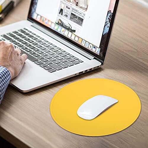 Dapesuom Round Mouse Pad, 8.7 x 8.7 Inch Premium-Textured Washable Non-Slip Rubber Base Cute Small Mouse Mat with Stitched Edge for Men Women Wireless Computer Laptop Gaming Desk Accessories, Yellow