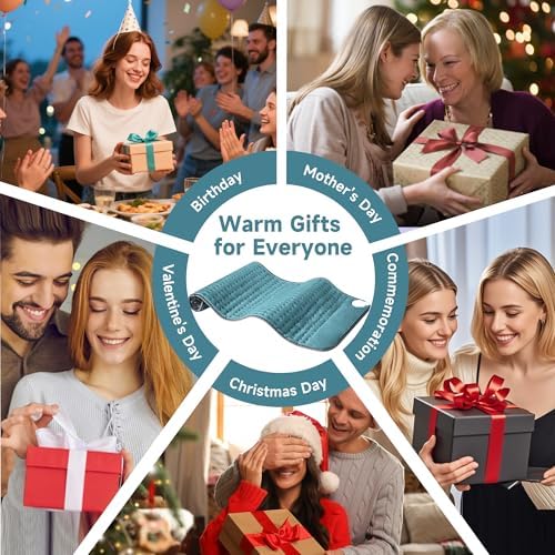 Heating Pad for Mom Christma s Birthday Gifts, 17"x33" Large Heating Pads for Back Pain Period Cramps Relief & Relax, Moist/Dry Heat Pad 6 Heat Levels, 4 Timer Auto Shut Off