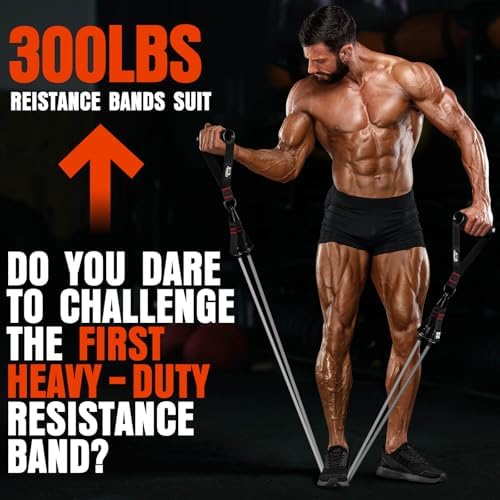 Heavy Resistance Bands for Working Out, 300LBS Exercise Bands with Handles