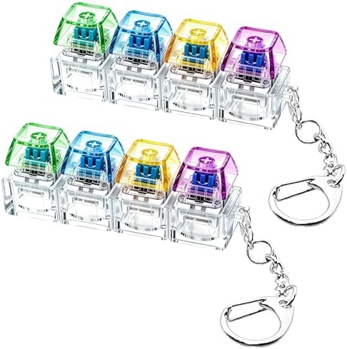 2 PCS Keyboard Fidget Toy, Keyboard Fidget Keychain 4-in-1 Keyboard Decompression Button Finger Clicker Toys, Button Stress Relief Fidget Gifts to Relief Stress (Green Blue Yellow Purple)