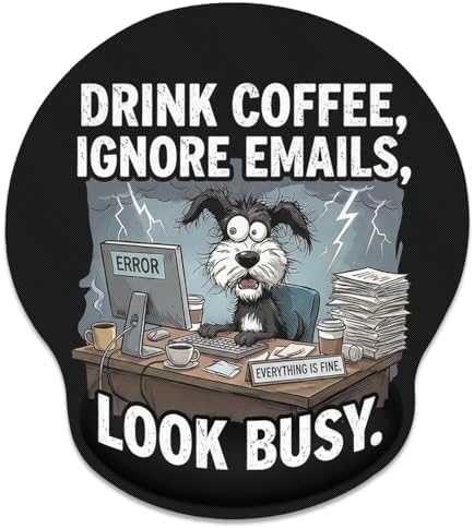 Britimes Ergonomic Mouse Pad with Wrist Support, Dog Coffee
