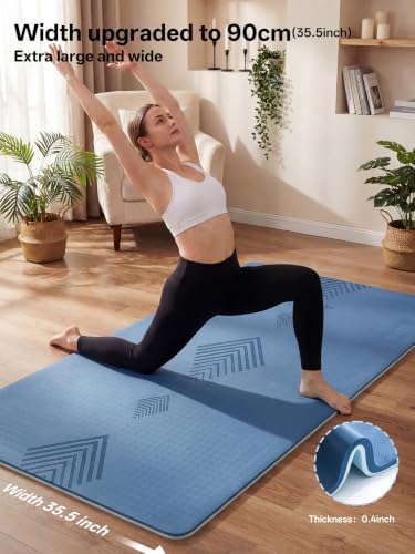 EaseUp Large Yoga Mat 73x35.5x0.4",10mm Thick Non-Slip for Home Workout