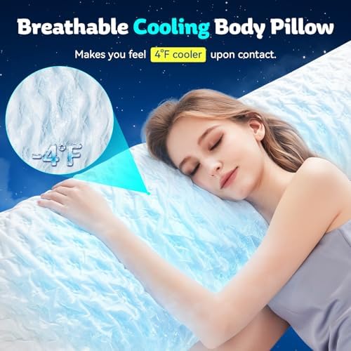 KUCEY Body Pillow for Side Sleeper with Neck and Shoulder Pain,Adjustable Shredded Memory Foam Pillows, Cooling Pillow for hot Sleepers with Washable Cover, Bed Pillows for Adults, Original White