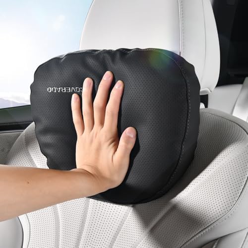 Coverado Car Headrest Pillow Soft Memory Foam Car Neck Support Pillow with Adjustable Strap, Relax Head Muscles Relieve Driving Fatigue, Breathable & Removable Cover