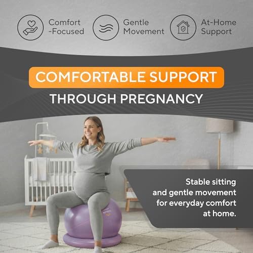 Yoga Ball Chair for Office Desk with Base - Ergonomic Balance & Stability Exercise Ball Seat for Adults - Active Sitting for Posture, Core & Back Pain Relief, Home Gym, Therapy, Pump