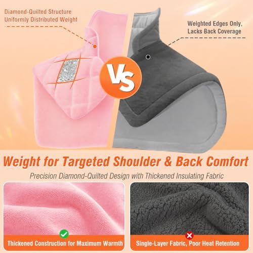 Pink Shoulder Heating Pad for Neck and Shoulders and Back, Thanksgiving Gifts for Women, Birthday Gifts for Girl Her, Weighted Heating Pad for Neck with 9 Heat Options 4 Auto-Off Timer