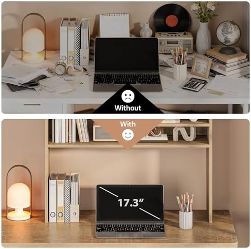 5-Tier Desk Shelf, 37.4''W Desktop Bookshelf for Computer Monitor