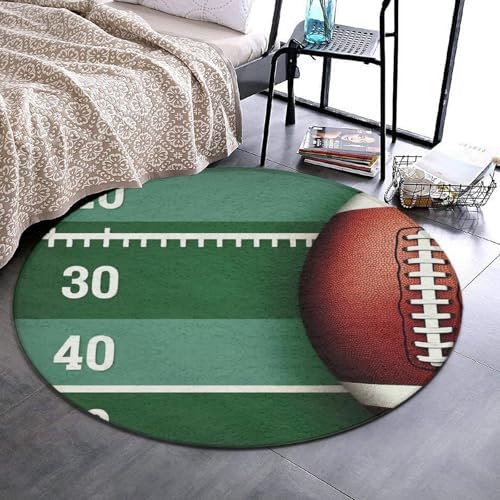 Soft Round Yoga Carpet, Large Home Decor Mat, Non Slip Machine Washable Kitchen Office Circle Rug Football Gifts
