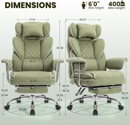 N-GEN GAMING Big and Tall Gaming Chair with Footrest, Reclining Chair,Green