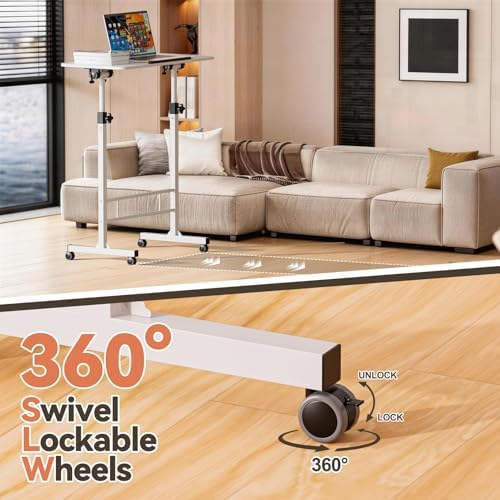 32 Inch Adjustable Rolling Standing Desk with Lockable Wheel