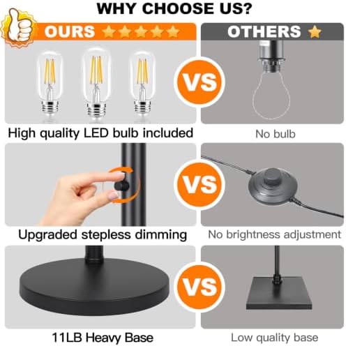 Nintiue Dimmable Floor Lamp, 3 Lights Black Arc Floor Lamp, Modern Tall Standing Tree Lamp with Champagne Linen Shades & Heavy Base, 3000LM LED Bulbs, Bright Lighting for Living Room, Bedroom, Office
