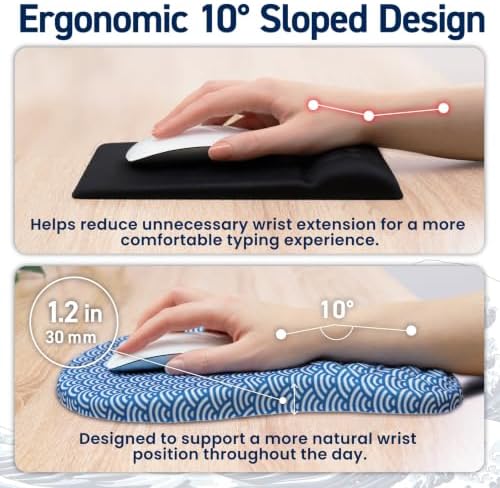 BELLEMOND Japanese Mouse Pad with Wrist Rest | Ergonomic Memory Foam, Large