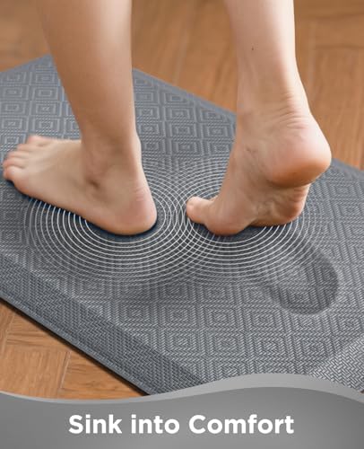Ophanie Kitchen Mats for Floor 17x28 & 20x60 Grey