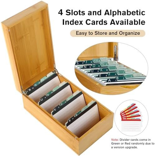 MaxGear Bamboo Business Card Organizer for 3" x 5" Cards