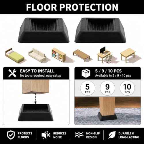 Non Slip Furniture Pads Wheel Stoppers for Office Chairs Beds Couches Prevent Sliding on Carpet Hard Floors Fits 1-4 Inch Wheels Silicone Caster Cups Durable Grips (10 PCS)