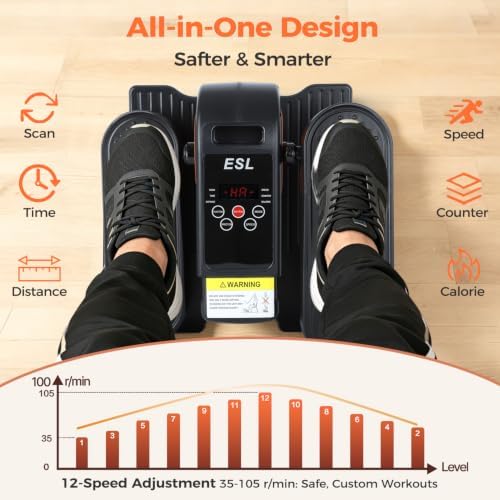 ESL Under Desk Elliptical Machine for Home Office, Seated Pedal Exerciser