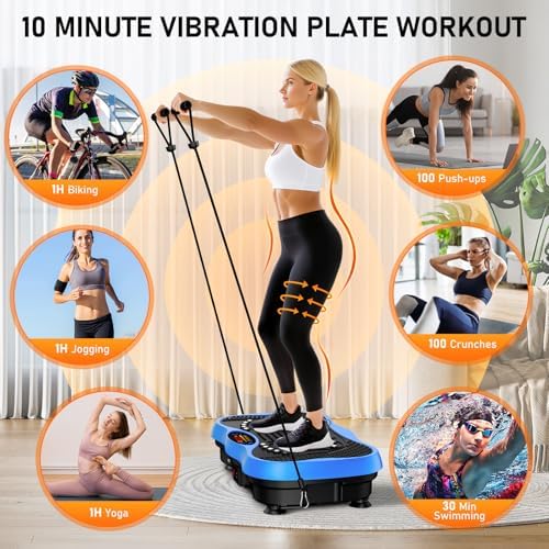 Vibration Plate Exercise Machine, 130 Levels Full Body Workout Vibrating Plate for Lymphatic Drainage Weight Loss, 450 Lbs Capacity Shake Platform with Bluetooth for Women Men