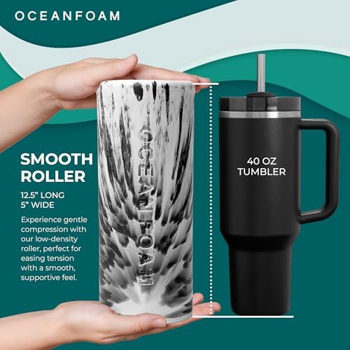 Oceanfoam Tsunami Roller - XLarge Soft Density Foam Roller (Black Marbled)