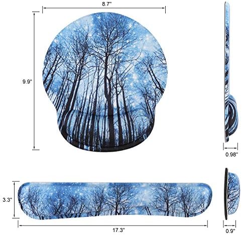 Mouse Pad Keyboard Wrist Rest, Gel Non Slip Rubber Wrist Support Rest Mouse Pad for Home Office, Computer Laptop Desk Typist Gamer, Comfy Cushion Mousepad with Memory Foam Ergonomic, Galaxy Forest