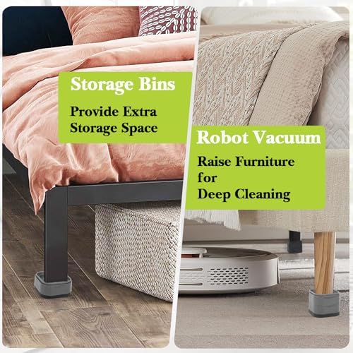 16 Pack Furniture Risers 1, 2 or 3 Inch, Adjustable Bed Risers Heavy Duty For Table Desk Couch Chair Sofa Cabinet Bed Legs Dorm, Square Stackable Bed Raisers Blocks Lift Height 1", 2" or 3", Grey