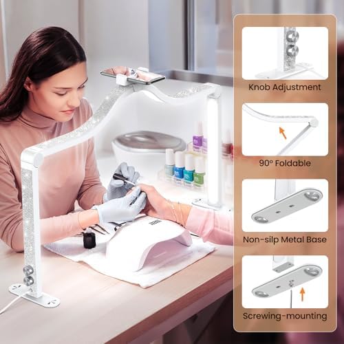Yokilly Arc Half Moon Light: 34" Shadow-Free Large Nail Light for Desk