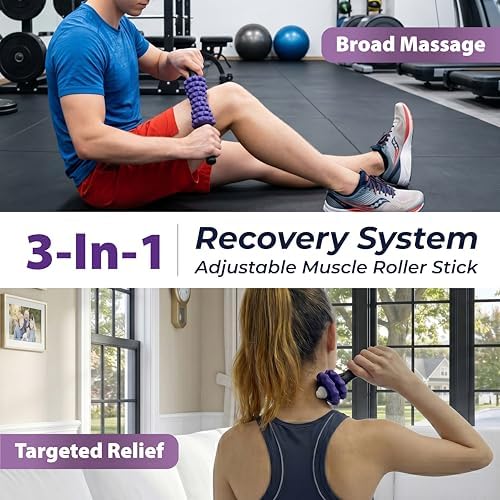 ONIPAX 3-in-1 Muscle Roller Stick - Adjustable Deep Tissue Massage Tool