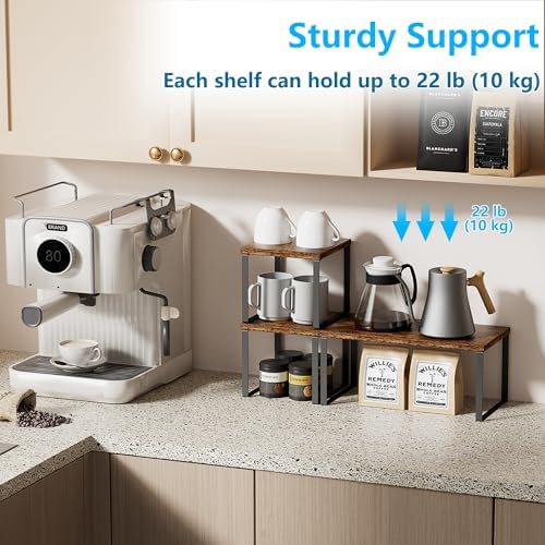 Golener Countertop Shelf, Kitchen Counter Organizer, Adjustable, Stackable