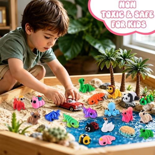 JOICEE 50Pcs 3D Printed Animals Articulated Flexible 3D Printed Fidget Toys